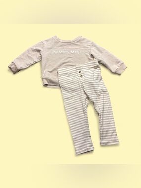 cloud island Beige and Cream Striped Baby Two-Piece Set - Neutral Knit